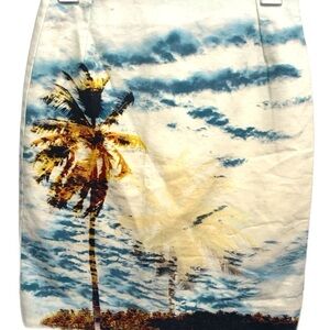 Lord & Taylor Blue and Gold Mini Pencil Skirt Resort Wear